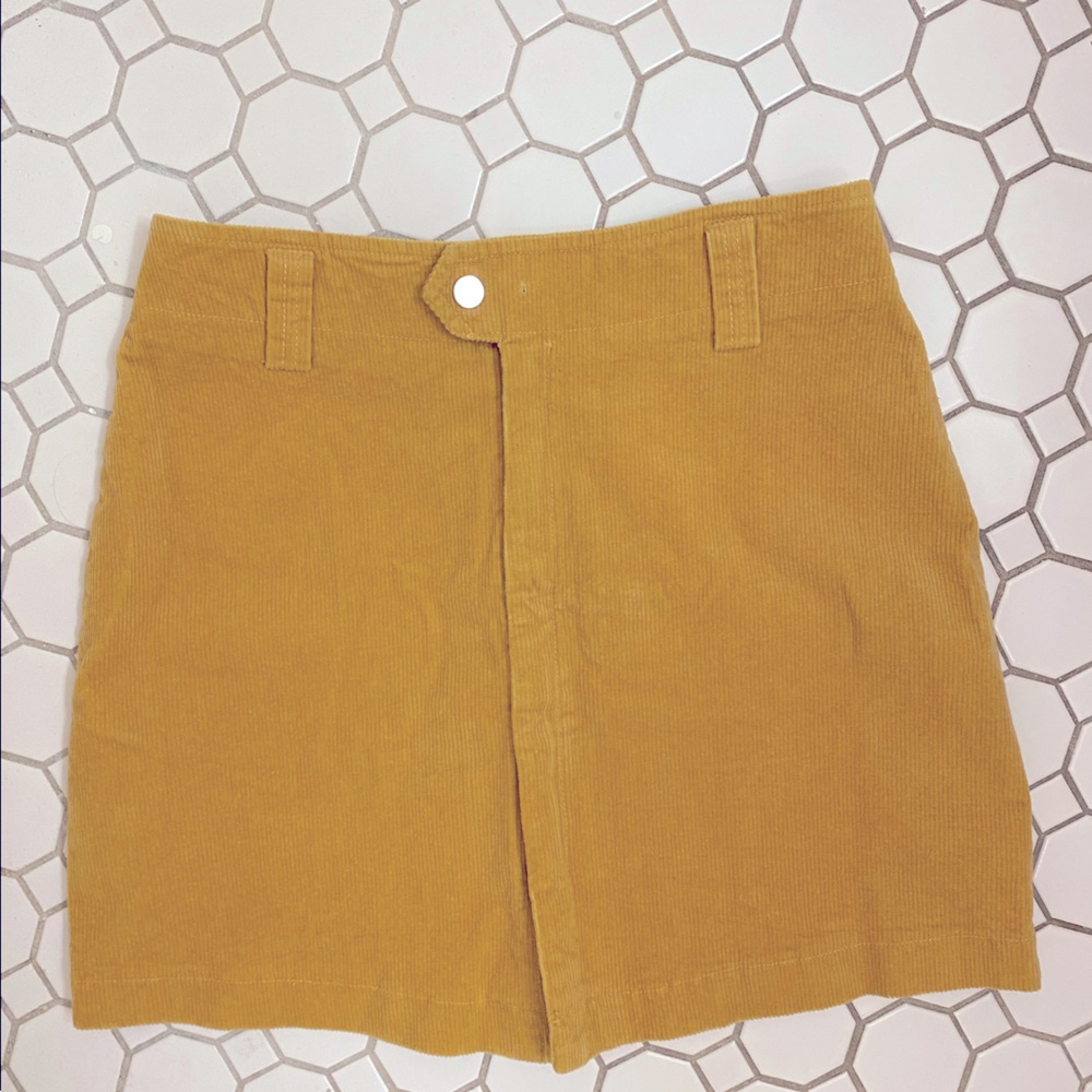 Yellow mustard mini skirt